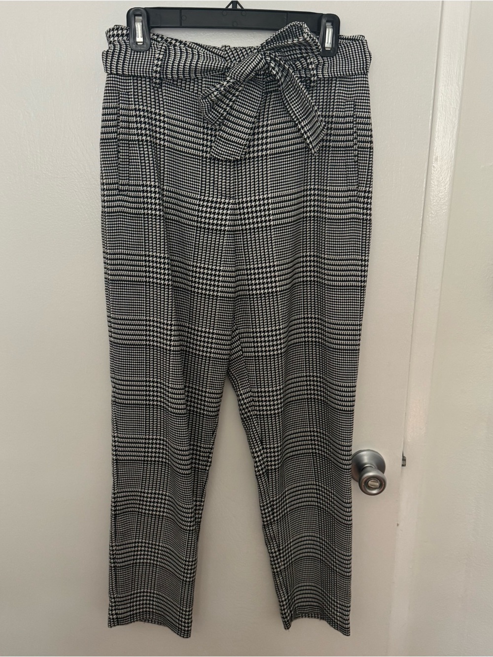 Halogen Black & White Glen Plaid Paperbag Waist Trousers